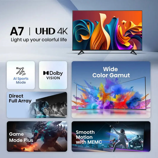 Hisense - 43" Class A7 Series LED 4K UHD HDR WCG Smart Google TV (2024)